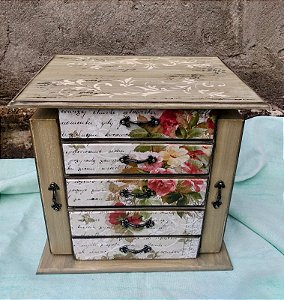 Comoda Porta Joias 5 Gavetas e 2 Portas Decorada Personalizada