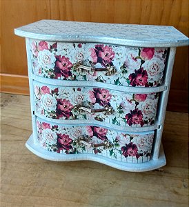 Mini Cômoda Porta Joias com Textura MDF - Tok da Bete