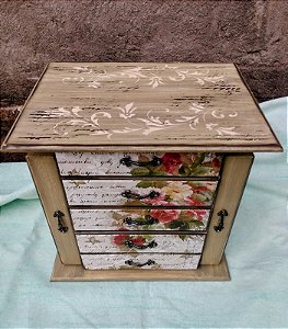 Comoda Porta Joias 5 Gavetas e 2 Portas Decorada Personalizada