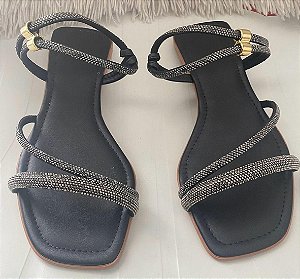 SANDÁLIA PRETA COM STRESS