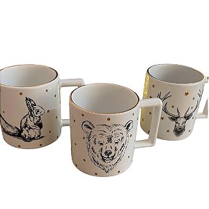 Canecas Decoração Natalina Forest Glow 360ml em Cerâmica