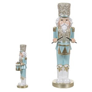 Quebra Nozes Azul De Resina Enfeite Decoração Natalina 25cm Azul-claro