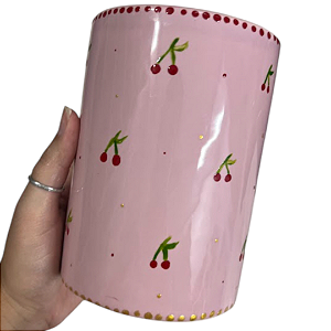 Porta Utensílios Cereja 15cm Luxo em Cerâmica - Preto