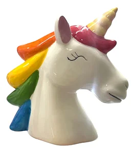 Cofre Unicórnio Cerâmica Decoração Infantil Cofrinho Unicórnio Branco