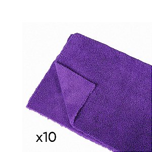 Kit com 10 Panos de Microfibra Roxa 28x28cm 220gsm - Zacs