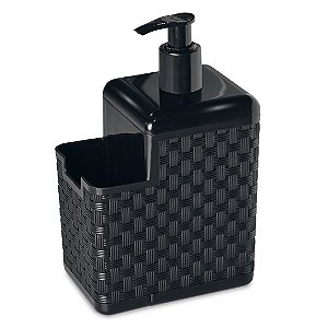PORTA DETERGENTE E ESPONJA COM BICO DOSADOR RATTAN PRETO