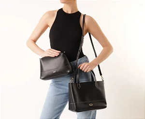 ANACAPRI C500121899 BOLSA MEDIA PRETA ALÇA CURTA/COMPRIDA