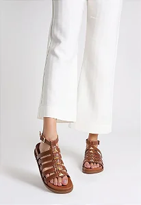 SCHUTZ S215640218 SANDALIA COURO DARK CARAMEL