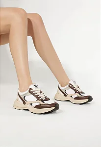 SCHUTZ S220550004 TÊNIS CREME/MARROM