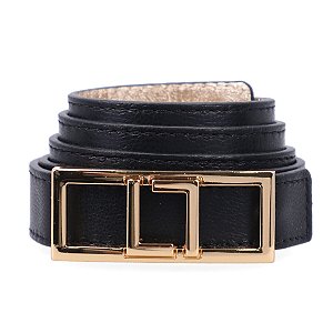 LUZ DA LUA 35001084 CINTO REVERSÍVEL PRETO OURO