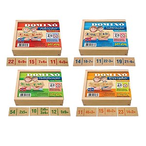 Dominós Operações Matemáticas Brinquedos Educativos Kit 4 Cxs