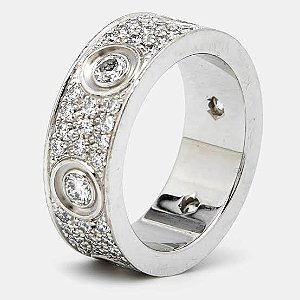 Anel Prata 925 Largo Cravejado com Detalhes Circulares