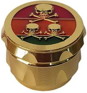 Dichavador de Metal Caveira 4 Partes Dourado Ref. Tx0027