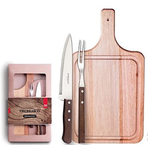 Kit Churrasco Simonaggio Faca Garfo e Tabua