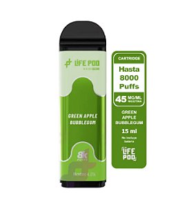 Refil Life Pod 8000 Puffs Green Apple Bubblegum