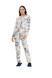 Pijama longo com abertura botões