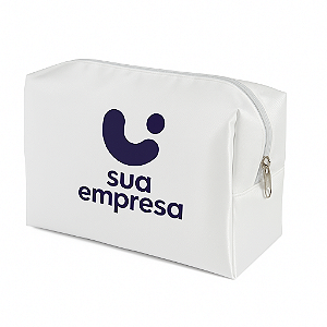 Necessaire Personalizada | Branca 20x13cm | Poliéster Brilho | Sua Logo Aqui | Brinde Corporativo Premium