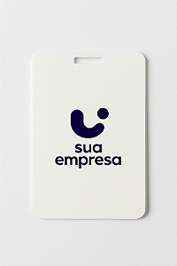 Crachá Personalizado em Acrílico Branco | 5x8,5cm | Formato Vertical | Sua Logo Aqui!
