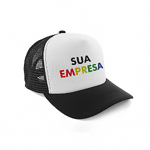 Boné Trucker Personalizado | Frente Branca | Tela Preta | Brinde Premium | Modelo Ajustável