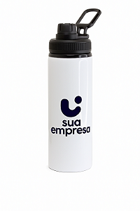 Squeeze Personalizado 750ml | Alumínio Branco + Tampa Cantil | Eco-Friendly | Sua Logo Aqui!