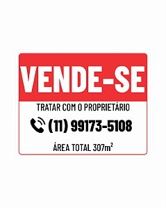 Placa Vende-se  PS+Vinil Adesivo+Impressão Digital 40x30 cm