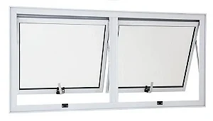 VITRO MAXIM-AR EM ALUMÍNIO BRANCO DUAS SEÇÕES HORIZONTAL VIDRO JATEADO LINHA 25