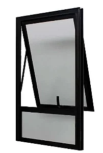 MAXIM-AR COM BANDEIRA FIXA – VIDRO JATEADO – ALUMÍNIO PRETO – LINHA 25
