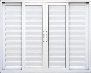 Janela Veneziana de Alumínio Branco 6 Folhas com Vidro Liso - Linha 25 Premium