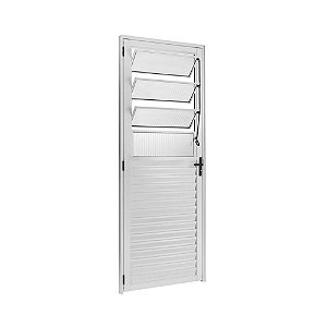 Porta Basculante Alumínio Branco e Vidro Jateado  - Linha 25