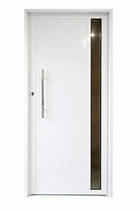 Porta Lambril Linha 25 em Alumínio Branco com Vidro Mini Boreal e Puxador