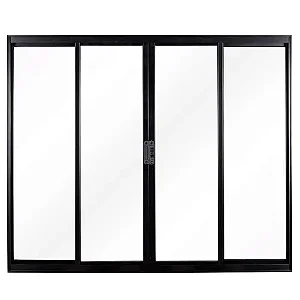 Janela Vitrô de Correr 4 Folhas – Alumínio Preto com Vidro Liso | Linha Modular
