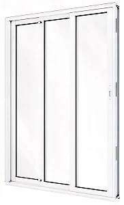 Porta de Correr em Alumínio Branco | 3 Folhas Móveis com Vidro Liso 6mm