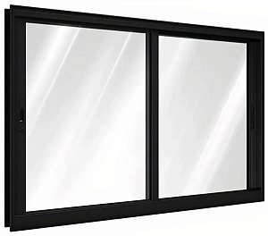 Janela Vitro de Correr 2 Folhas em Alumínio Preto | Linha Premium