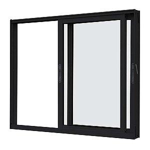 Janela Vitro de Correr 2 Folhas Móveis em Alumínio Preto | Linha Premium
