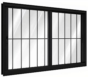 Janela Vitro de Correr 2 Folhas Móveis em Alumínio Preto | Linha Premium