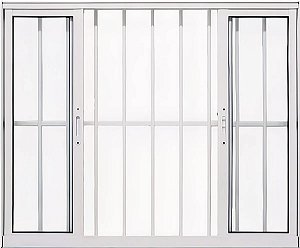 Janela Vitro 4 Folhas com Grade Total em Alumínio Branco | Linha 25 Premium