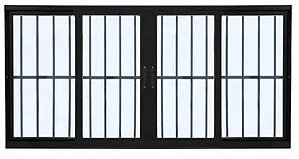 Janela Vitro de Correr 4 Folhas com Grade Total | Alumínio Preto Linha 25 Premium