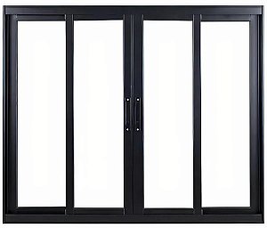 Janela Vitro de Correr 4 Folhas em Alumínio Preto | Linha Premium