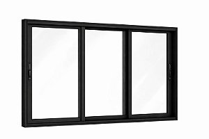 Janela Vitro 3 Folhas Móveis em Alumínio Preto| Linha Premium