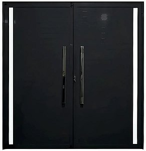 Porta Lambril 2 Folhas de Abrir com Visor e Puxador 80cm | Alumínio Preto Linha 25 Premium