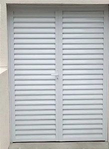 Porta Central 2 Folhas com Palheta | Alumínio Branco Linha 25 Premium