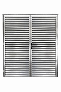 Porta Central 2 Folhas com Palheta | Alumínio Brilhante Linha 25 Premium