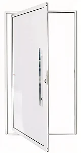 Porta Pivotante Lambril em Alumínio Branco | Puxador 80cm + Fechadura Rolete | Linha Super 25 Premium