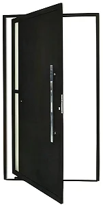 Porta Pivotante Visione com 2 Vidros em Alumínio Preto | Puxador 80cm + Fechadura Rolete | Linha Super 25 Premium