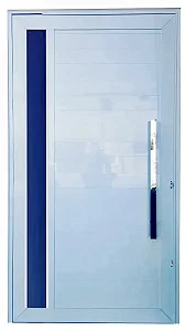 Porta Pivotante Lambril Linha 30 com Visor Lateral | Vidro Incolor, Puxador 80cm e Dupla Fechadura – Alumínio Branco