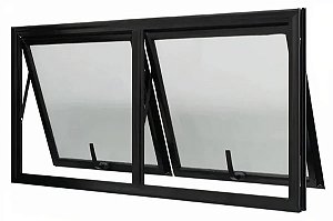 Vitro Maxim-Ar 2 Seções em Alumínio Preto | Linha 25 com Vidro Jateado