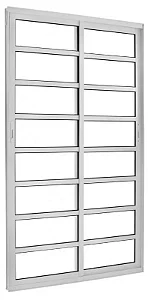 Porta de Correr 2 Folhas com Travessa | Alumínio Branco, Vidro Liso e Fechadura Reforçada – Linha 25