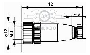 Conector Para Sensor M8 4 Pinos Fêmea Reto Com Nota