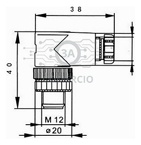 Conector Para Sensor M12 5 Pinos Macho 90° Pg7 Com