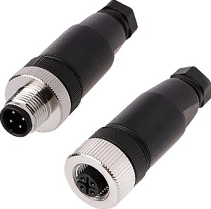 Kit Conector Para Sensor M12 4 Pinos Macho E Fêmea Reto Pg7